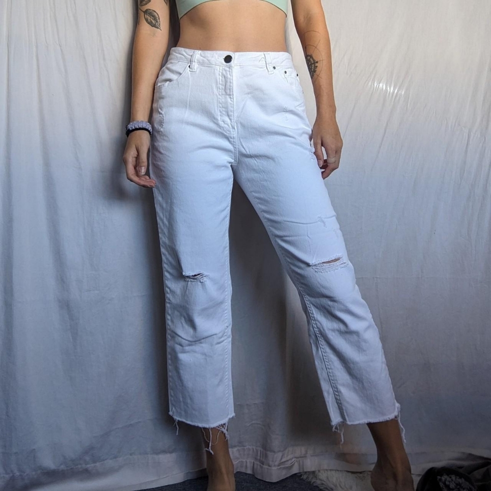 NOBO White Ripped Jeans/Capris